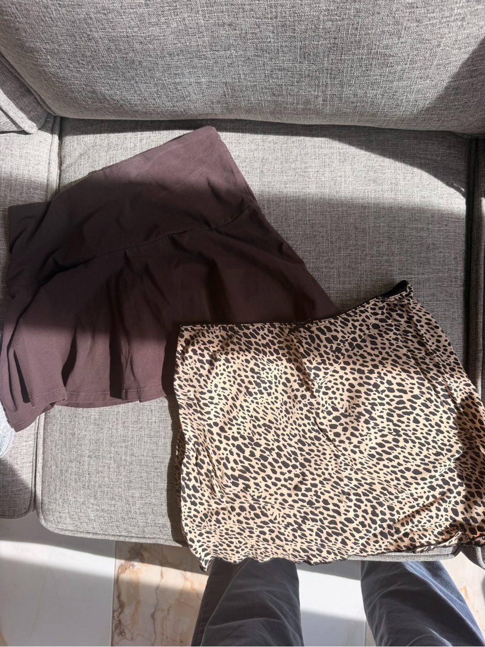 Brandy Melville Brown Skirt and Leopard Print Mini Skirt Duo